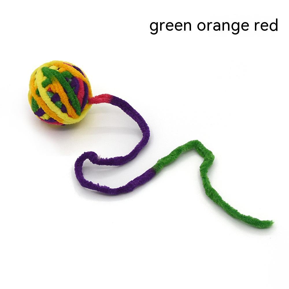 KFX-8043325 Colorful Plush Cat Self-Relieving Toy Ball with Tail - 5cm Diameter