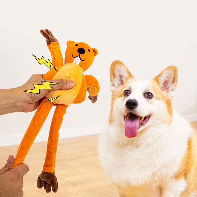 KFX-8044349 Interactive Plush Dog Toy for Tug-of-War, Chewing, and Noise-Making Fun