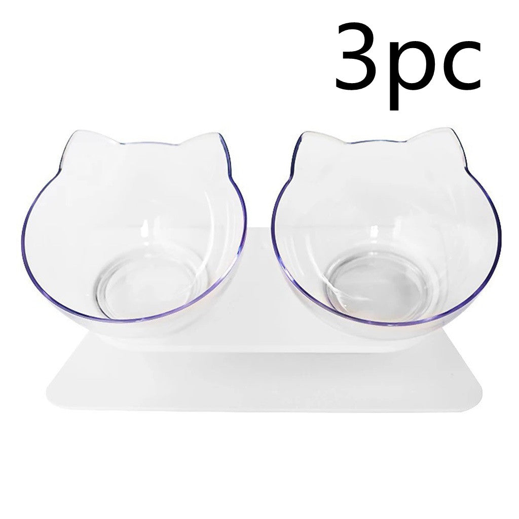 KFX-8044861 15° Adjustable Cat Bowl – Single & Double Options with Durable Plastic Design