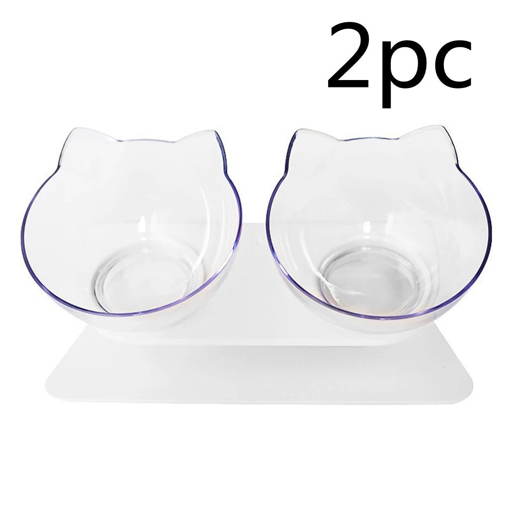 KFX-8044861 15° Adjustable Cat Bowl – Single & Double Options with Durable Plastic Design
