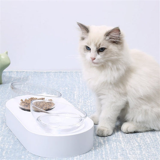 KFX-8044861 15° Adjustable Cat Bowl – Single & Double Options with Durable Plastic Design