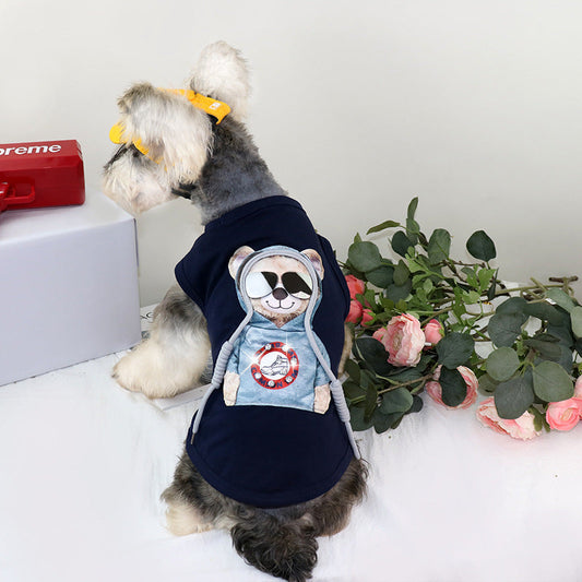 KFX-8045245 Cute Summer Cotton Vest for Pets - Bear Cartoon Design in Multiple Colors and Sizes