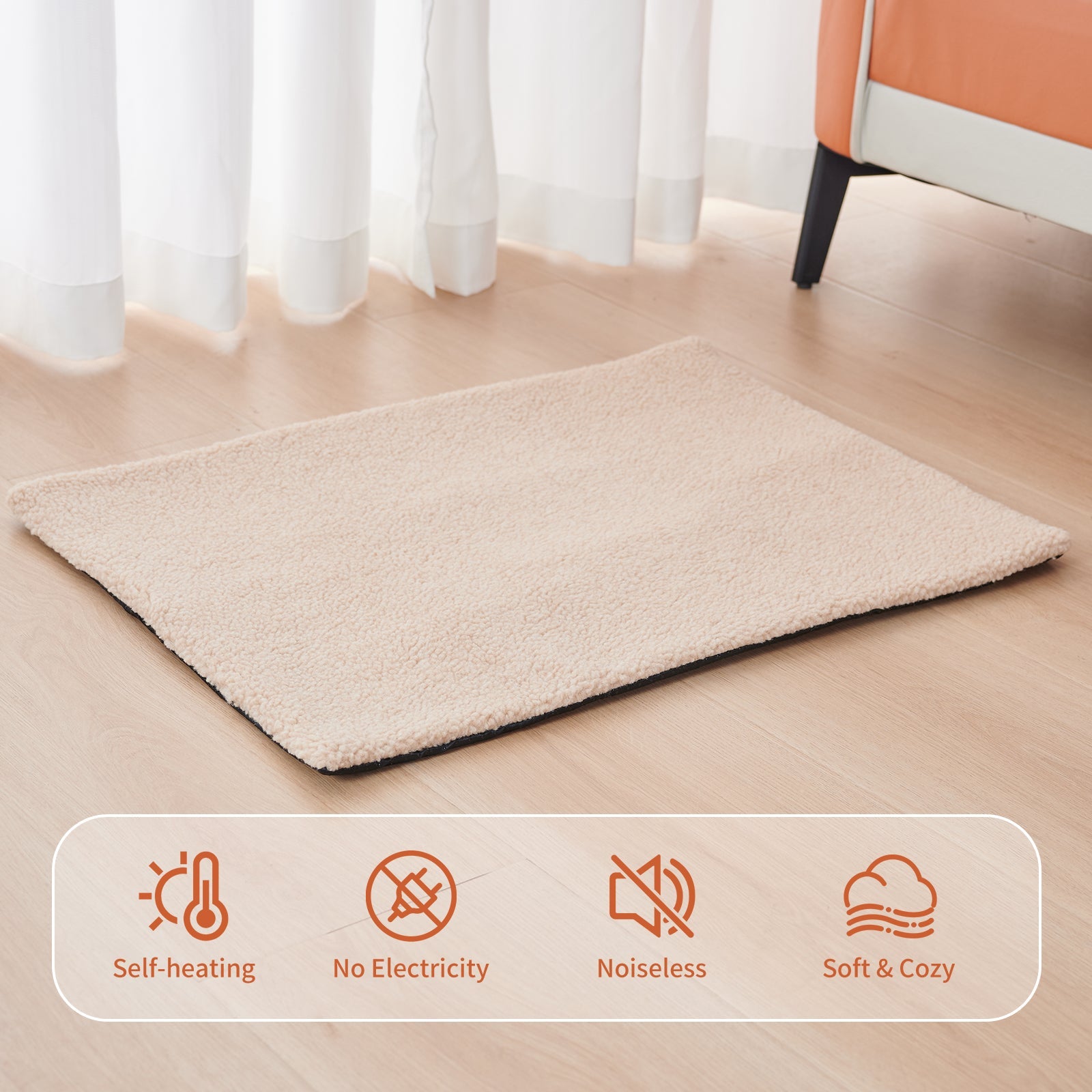 KFX-8046525 Self Heating Plush Pet Blanket for Indoor Cats - Cozy Winter Cushion Mat