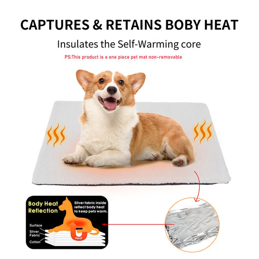KFX-8046525 Self Heating Plush Pet Blanket for Indoor Cats - Cozy Winter Cushion Mat