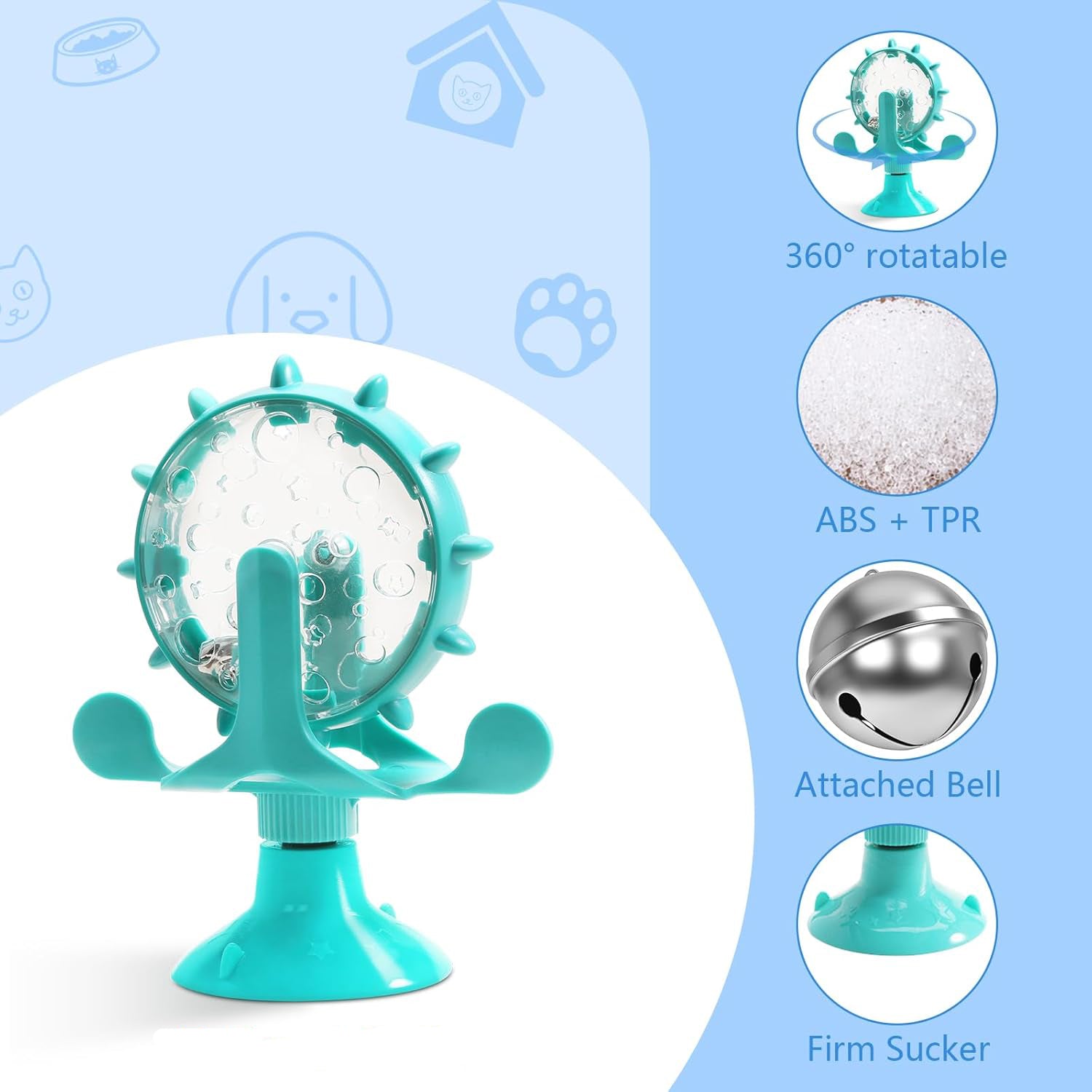 KFX-8047933 Interactive Puzzle Feeder Toy for Cats and Small Dogs with Bell and Snack Dispenser