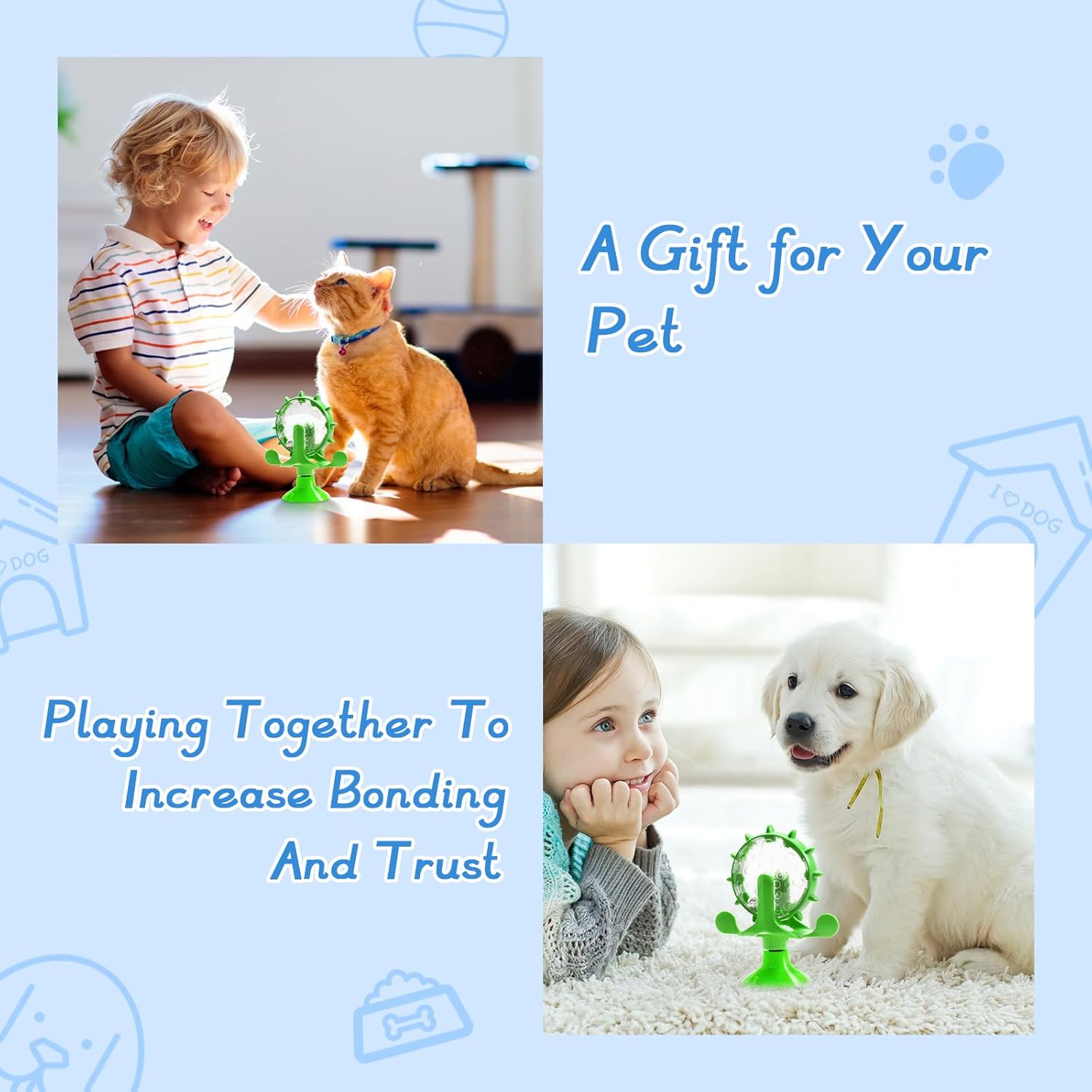 KFX-8047933 Interactive Puzzle Feeder Toy for Cats and Small Dogs with Bell and Snack Dispenser