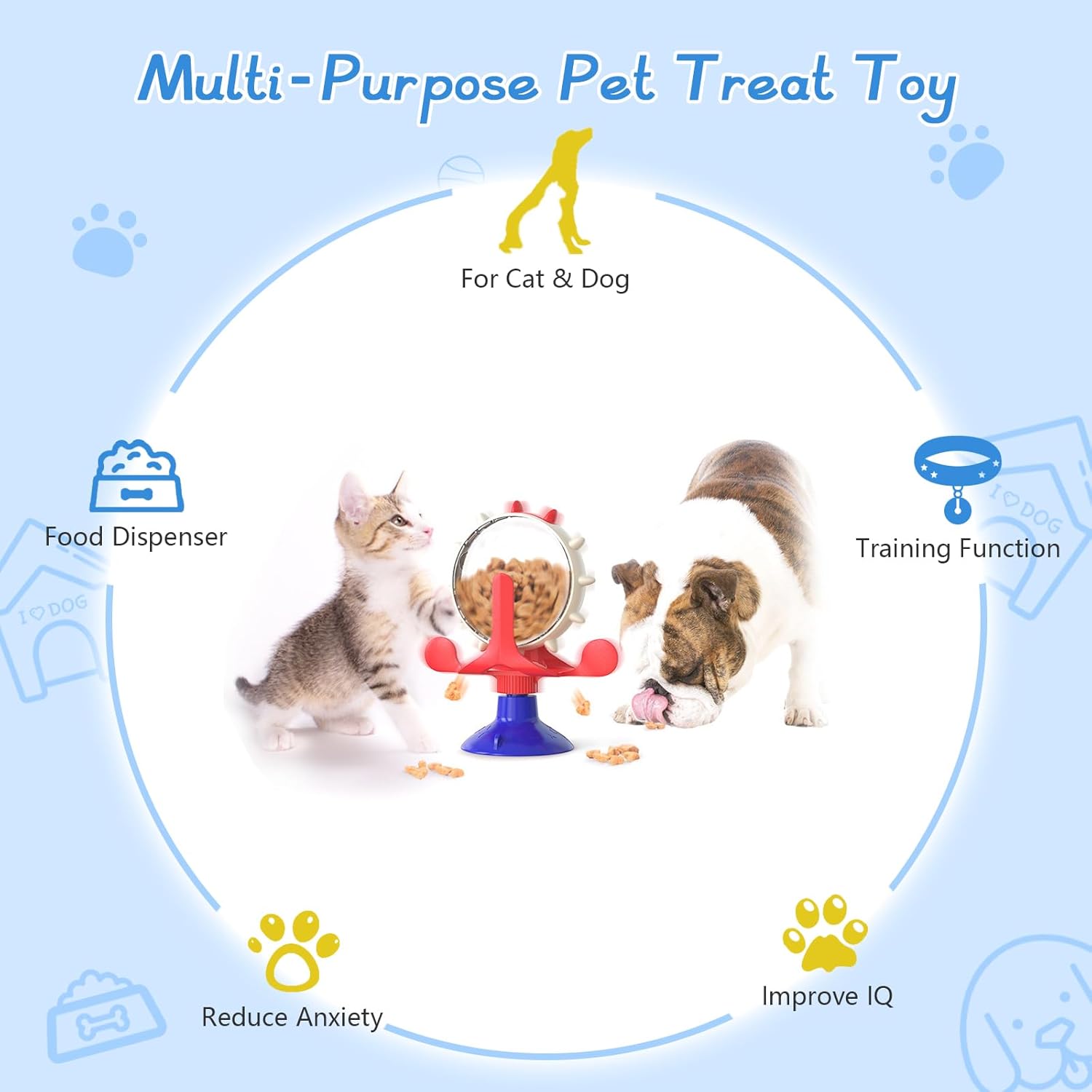 KFX-8047933 Interactive Puzzle Feeder Toy for Cats and Small Dogs with Bell and Snack Dispenser