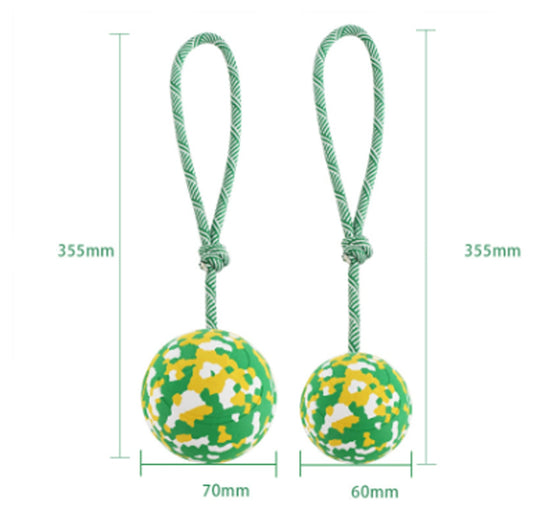 KFX-8048829 Interactive Dog Toy: Solid Rubber Ball on Rope for Training, Fetching, Tug of War - Ideal for Medium and Small Dogs