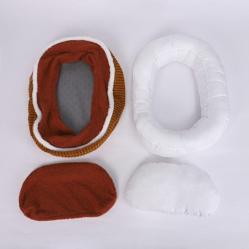 KFX-8052285 Cozy Plush Pet Bed for Autumn-Winter - Soft, Comfortable, Detachable, Thick Cushion for Pets