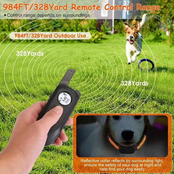 KFX-8055869 Rechargeable Dog Training Collar with Beep, Vibration, and Shock Modes - IP65 Waterproof, 984FT Range, 3 Channels, Safety Keypad Lock
