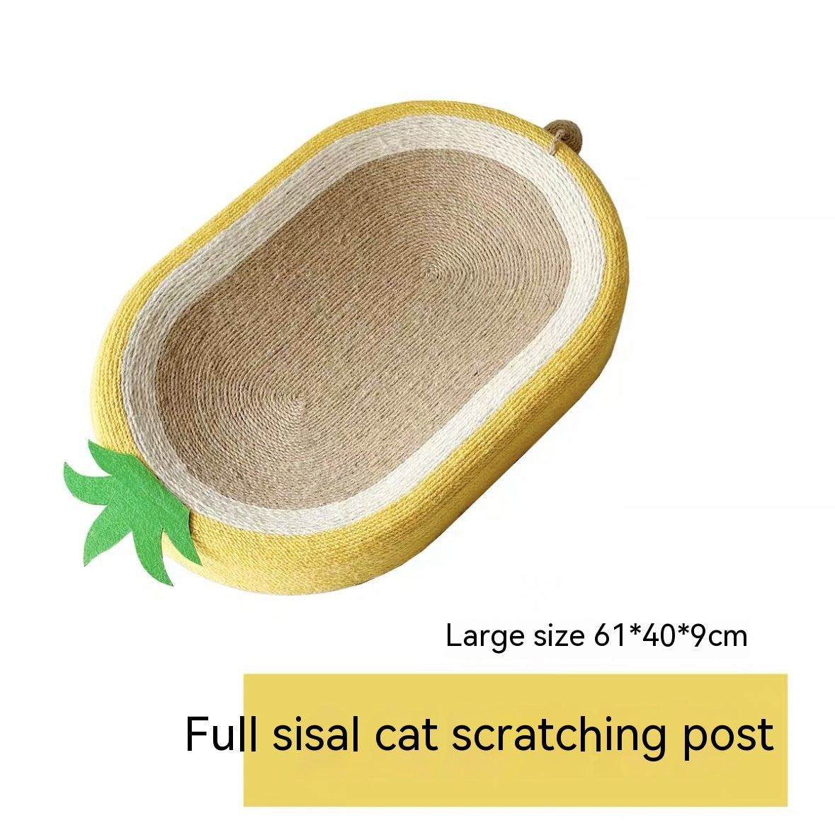 KFX-8056381 Pineapple Oval Sisal Cat Scratch Board with Plush Cushioning for Claw Grinding