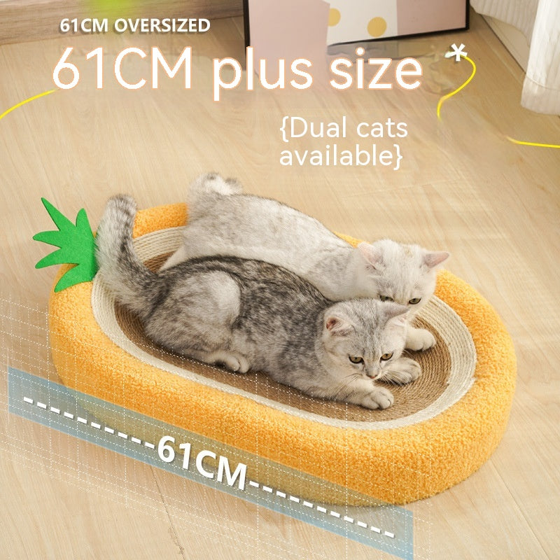 KFX-8056381 Pineapple Oval Sisal Cat Scratch Board with Plush Cushioning for Claw Grinding