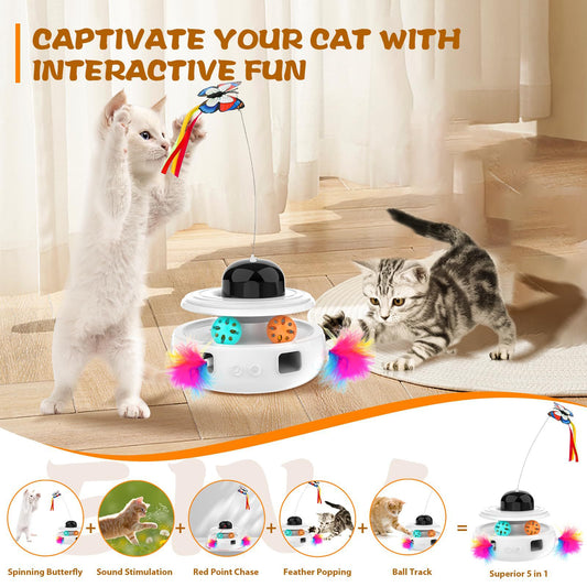 KFX-8057021 Indoor Electric Mute Smart Cat Toy with ABS and TPR Feather