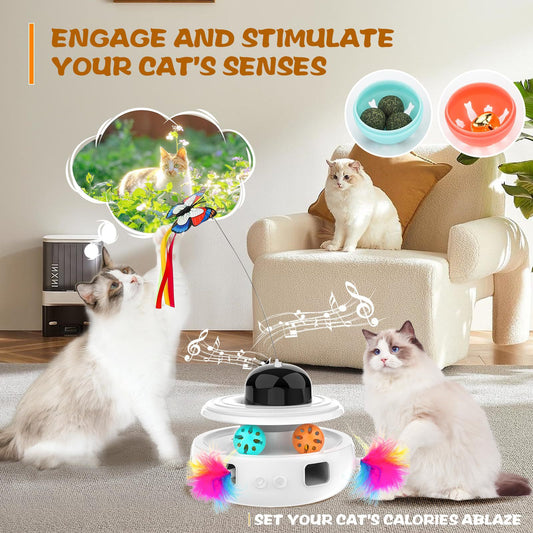 KFX-8057021 Indoor Electric Mute Smart Cat Toy with ABS and TPR Feather