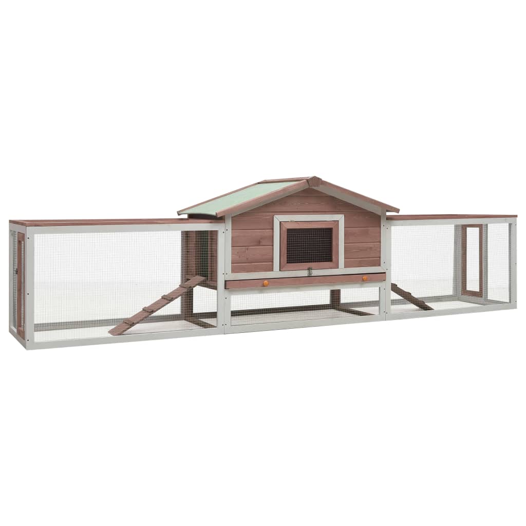 KFX-8057789 Two-Level Rabbit Hutch with Green Roof & Easy Cleaning Features