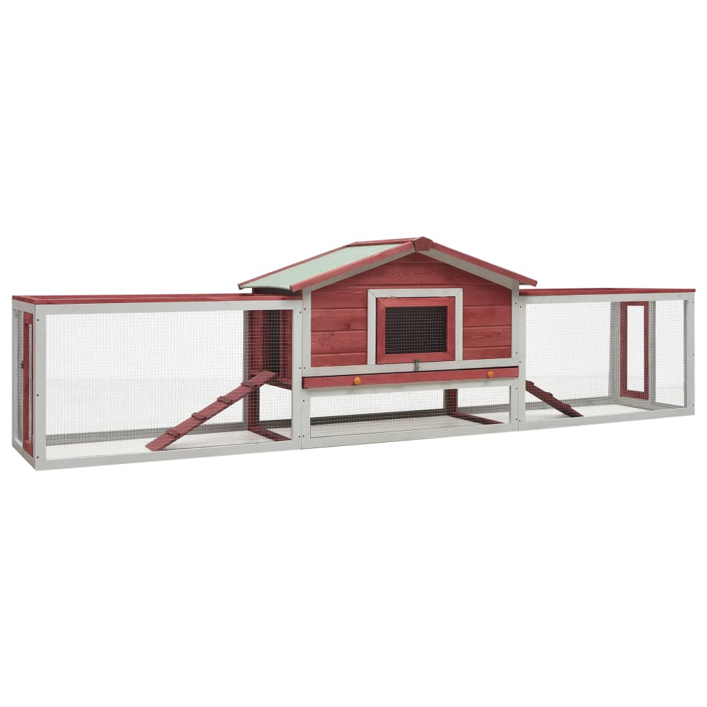 KFX-8057789 Two-Level Rabbit Hutch with Green Roof & Easy Cleaning Features