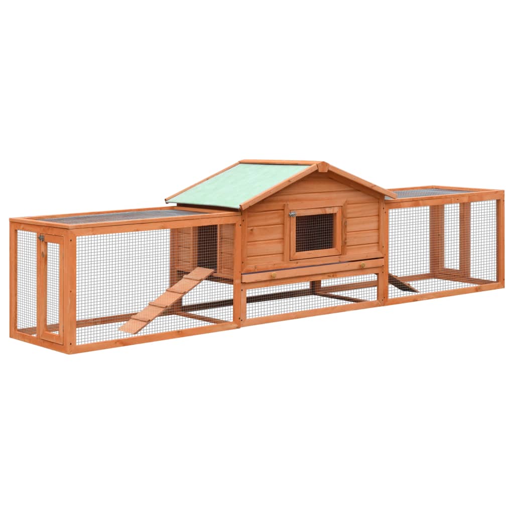 KFX-8057789 Two-Level Rabbit Hutch with Green Roof & Easy Cleaning Features