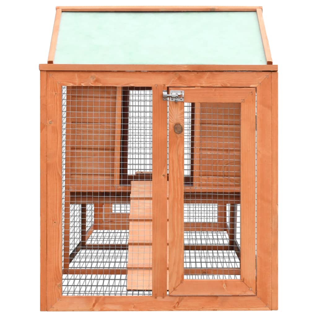 KFX-8057789 Two-Level Rabbit Hutch with Green Roof & Easy Cleaning Features