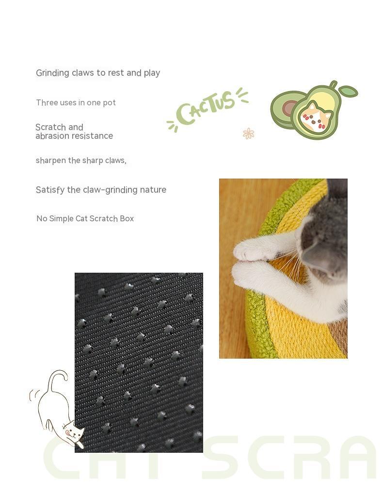 KFX-8060221 Avocado Cat Scratching Basin - Sisal Material, 40x10cm Multifunctional Pet Toy