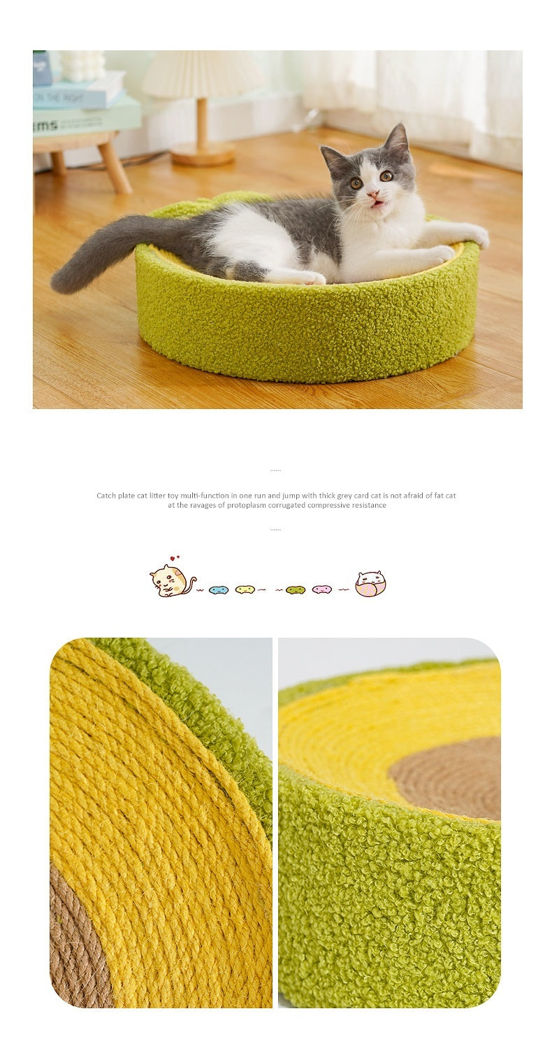 KFX-8060221 Avocado Cat Scratching Basin - Sisal Material, 40x10cm Multifunctional Pet Toy