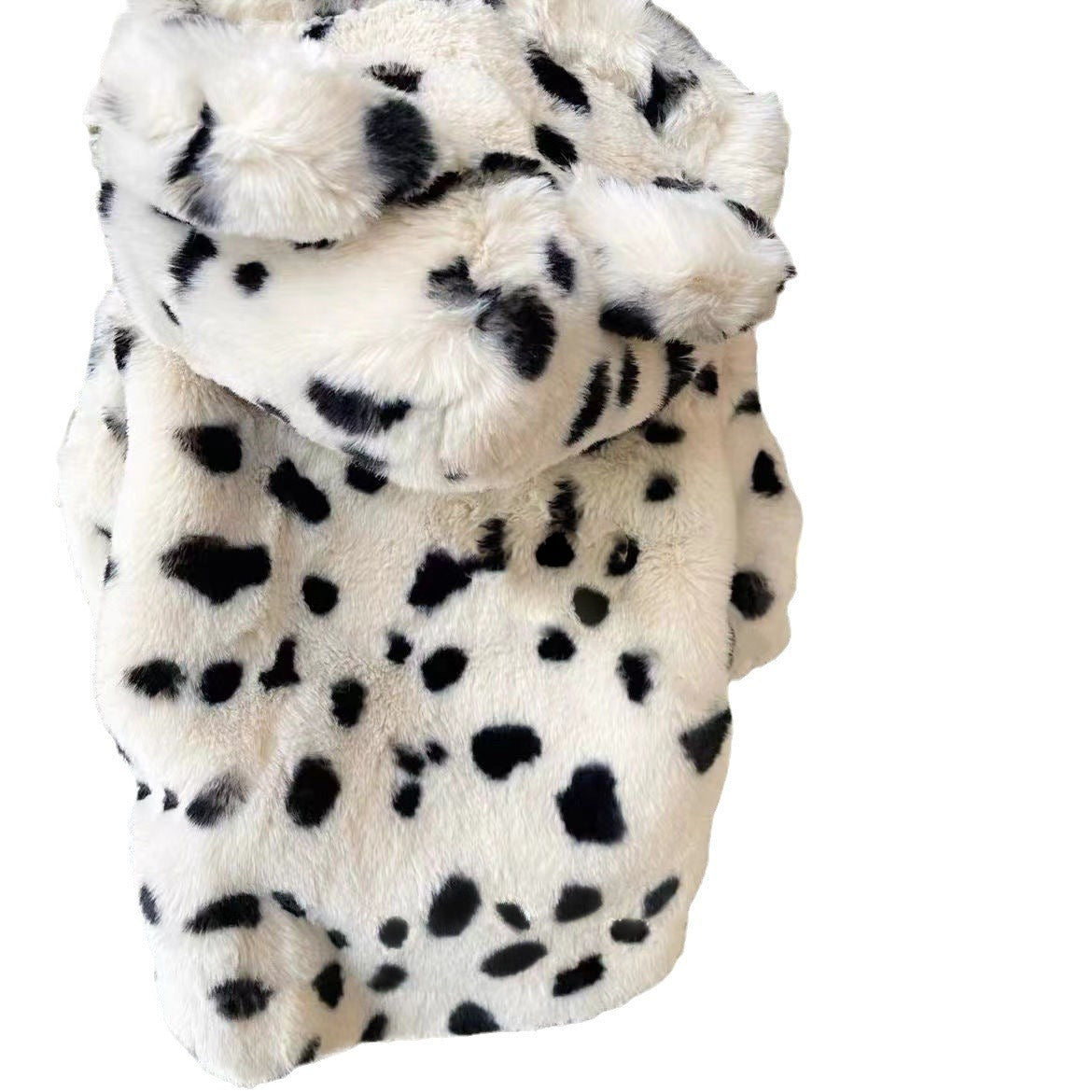 KFX-8061757 Cozy Thickened Warm Fur Coat for Dogs in Tiger, Pink Heart, and Cow Patterns