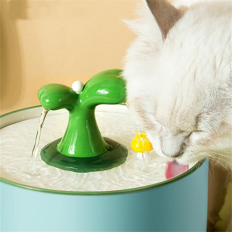 KFX-8062013 Ceramic Automatic Cat Drinking Fountain with Double Filtration System and Silent Operation