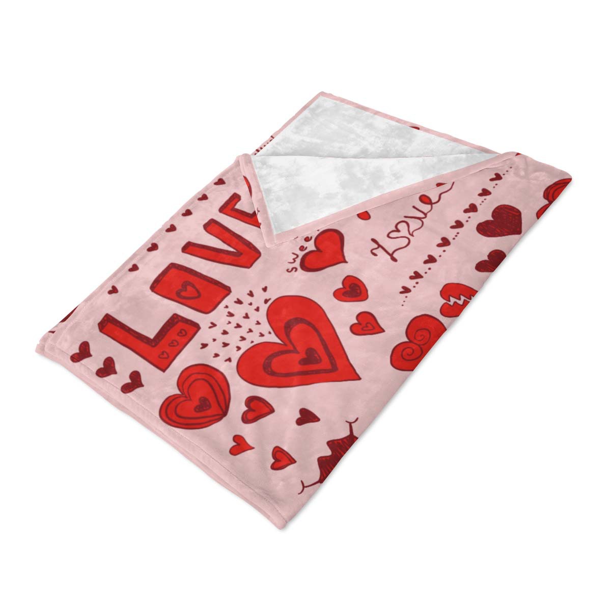 KFX-8062781 Heart Print Polyester Fiber Blanket - Warm and Cozy for All Seasons (Multiple Sizes Available)