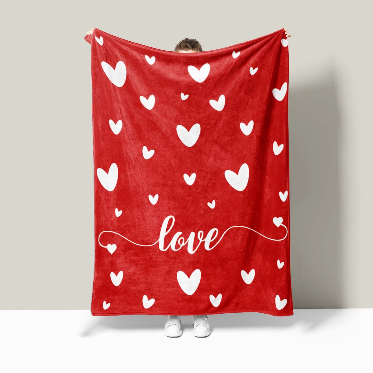 KFX-8062781 Heart Print Polyester Fiber Blanket - Warm and Cozy for All Seasons (Multiple Sizes Available)