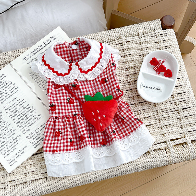 KFX-8063549 Cute Strawberry Dress for Dogs in Red and Pink - Available in Multiple Sizes