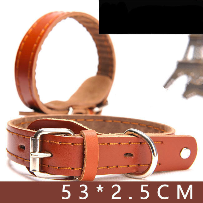 KFX-8063933 Leather Dog Collar for Small, Medium, and Large Dogs - Adjustable Cowhide and PU Leather with Multiple Sizes Available