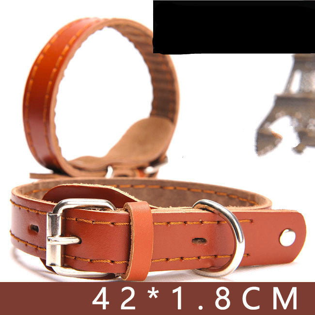 KFX-8063933 Leather Dog Collar for Small, Medium, and Large Dogs - Adjustable Cowhide and PU Leather with Multiple Sizes Available