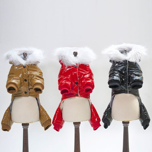 KFX-8066365 Thickened Cotton Padded Jacket for Warmth in Bright Red, Black, and Brown