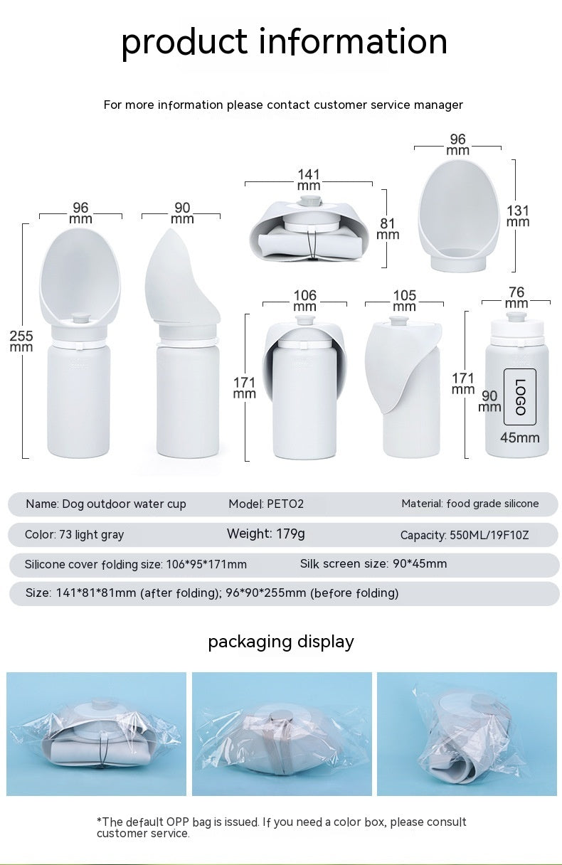 KFX-8067773 Portable Silicone Water Bottle for Pets - Large Capacity Dog Drinking Cup, Foldable & Lightweight