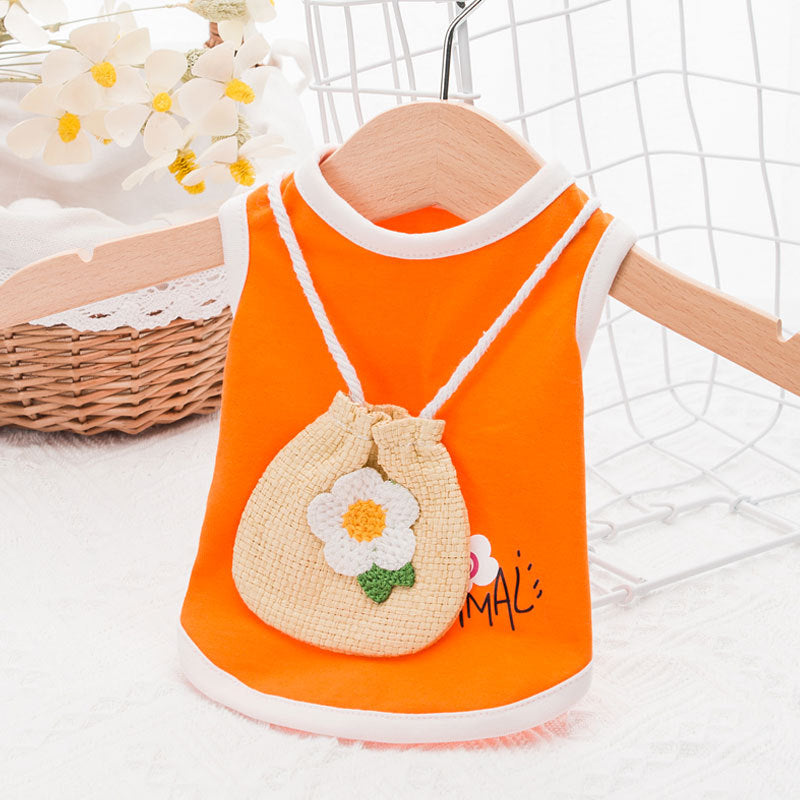 KFX-8068157 Breathable Orange Woven Cat Vest for Summer Comfort