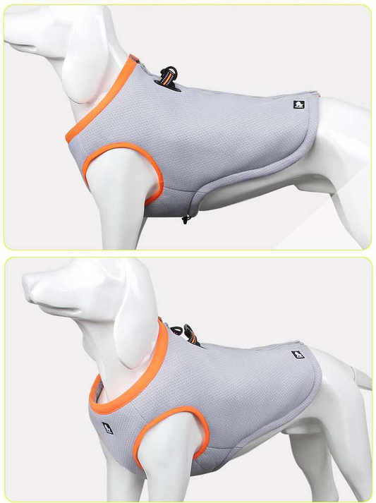 KFX-8070973 Cooling Harness Suit for Dogs - Summer Traction and Breathable Design in Gray Green and Gray Orange