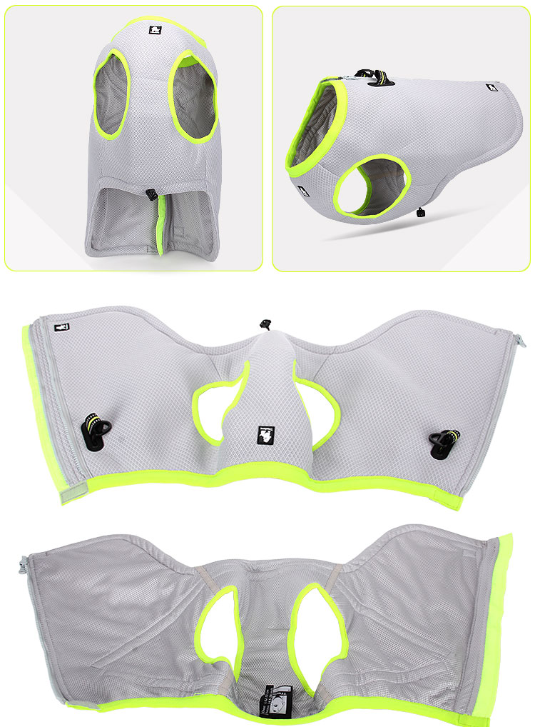 KFX-8070973 Cooling Harness Suit for Dogs - Summer Traction and Breathable Design in Gray Green and Gray Orange
