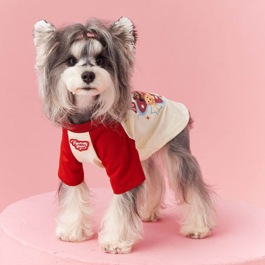 KFX-8072253 Summer Contrast Color Dog Clothes – Stylish Cotton Pet Apparel in Red & Pink, Sizes XS to XXL