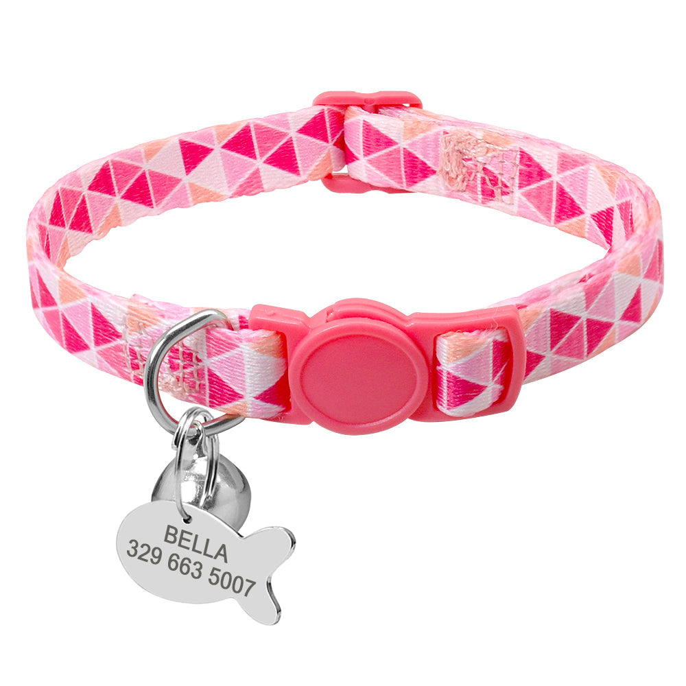 KFX-8073533 Adjustable Cat Collar with Anti-Lost Tag and Bell, 20-30cm Fit, XS-S Sizes