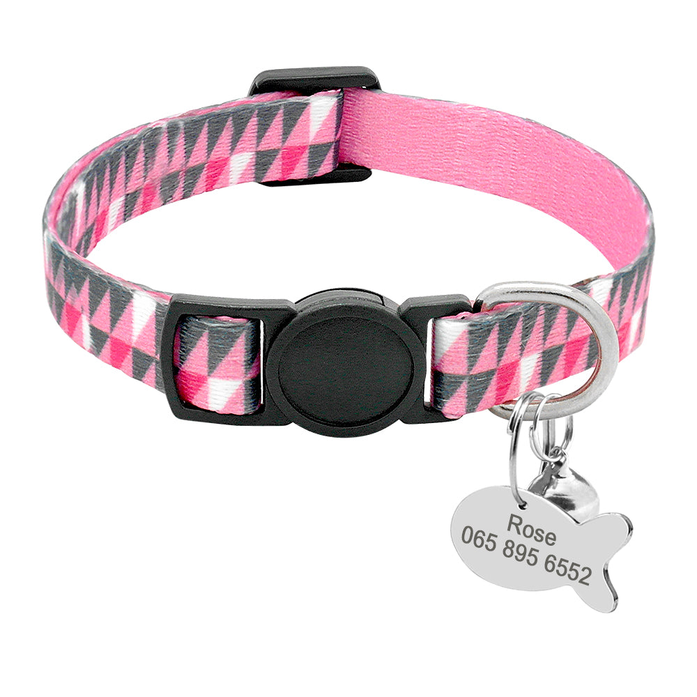 KFX-8073533 Adjustable Cat Collar with Anti-Lost Tag and Bell, 20-30cm Fit, XS-S Sizes