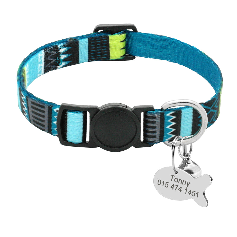 KFX-8073533 Adjustable Cat Collar with Anti-Lost Tag and Bell, 20-30cm Fit, XS-S Sizes