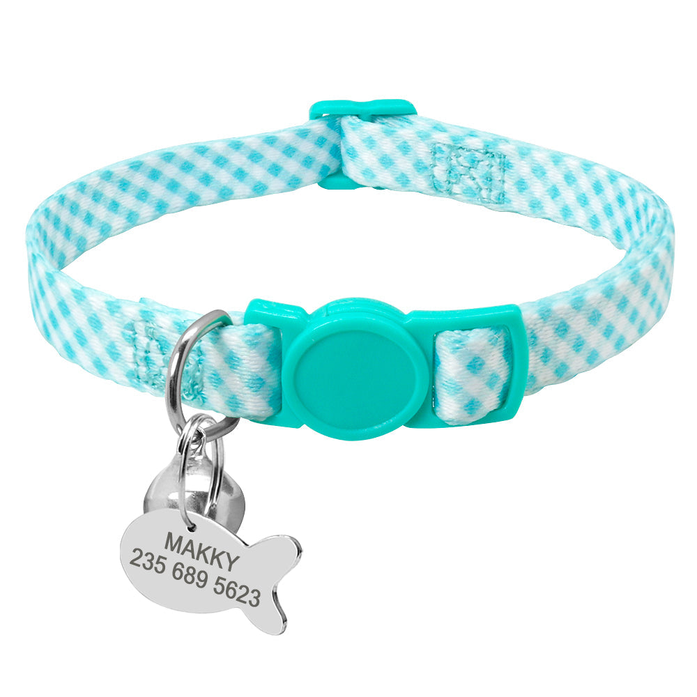 KFX-8073533 Adjustable Cat Collar with Anti-Lost Tag and Bell, 20-30cm Fit, XS-S Sizes