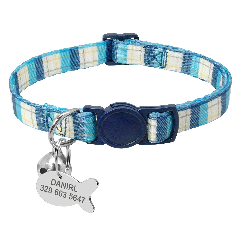KFX-8073533 Adjustable Cat Collar with Anti-Lost Tag and Bell, 20-30cm Fit, XS-S Sizes