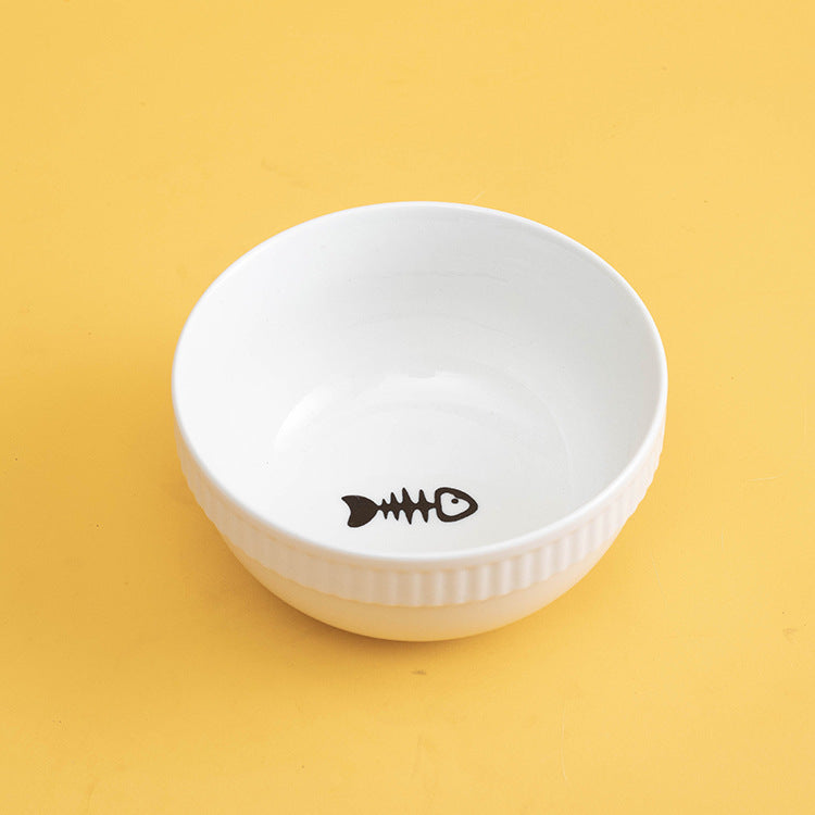 KFX-8073661 Ceramic Pet Bowl with High Foot for Neck Protection - Multiple Colors and Designs Available