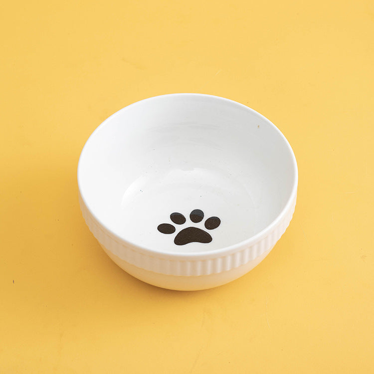 KFX-8073661 Ceramic Pet Bowl with High Foot for Neck Protection - Multiple Colors and Designs Available
