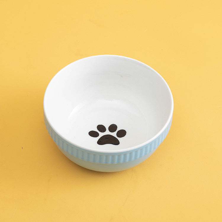 KFX-8073661 Ceramic Pet Bowl with High Foot for Neck Protection - Multiple Colors and Designs Available