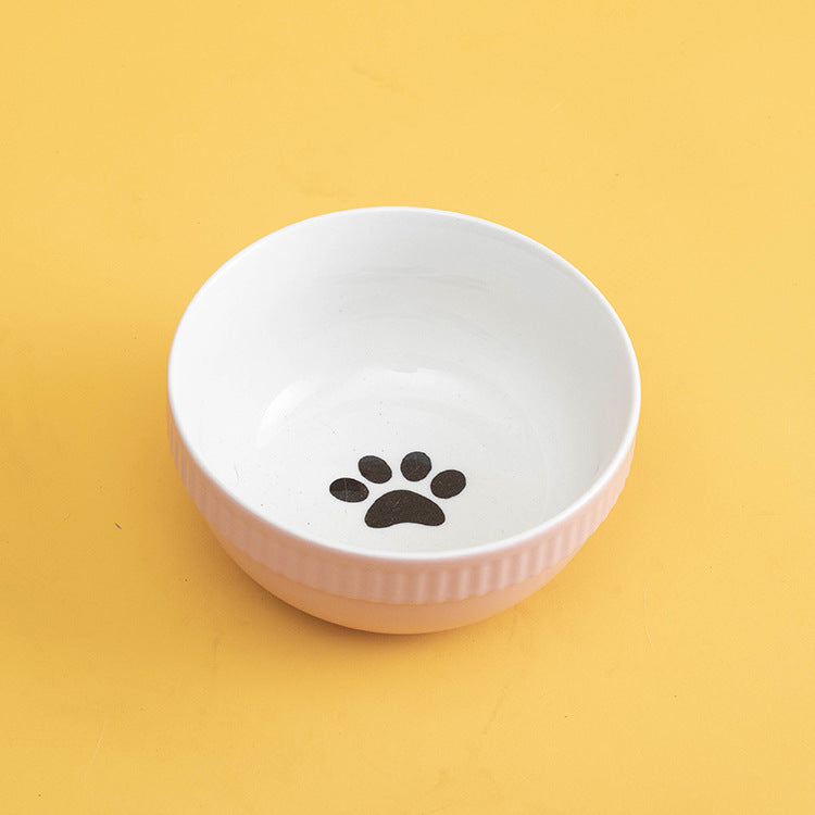 KFX-8073661 Ceramic Pet Bowl with High Foot for Neck Protection - Multiple Colors and Designs Available