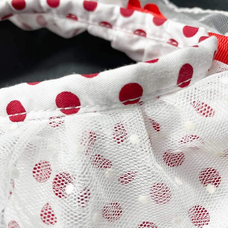 KFX-8075069 Red Polka Dot Cotton Pet Fashion Collar with Scarf - Sizes XS to XL