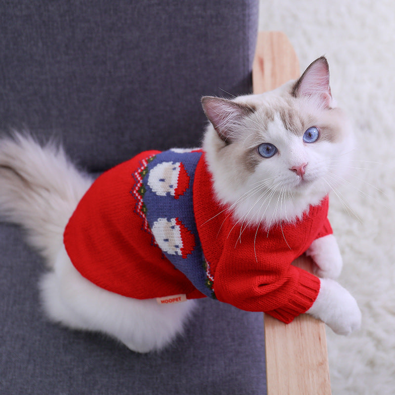 KFX-8075453 Cozy Red Jacquard Sweater for Dogs and Cats, Various Sizes Available