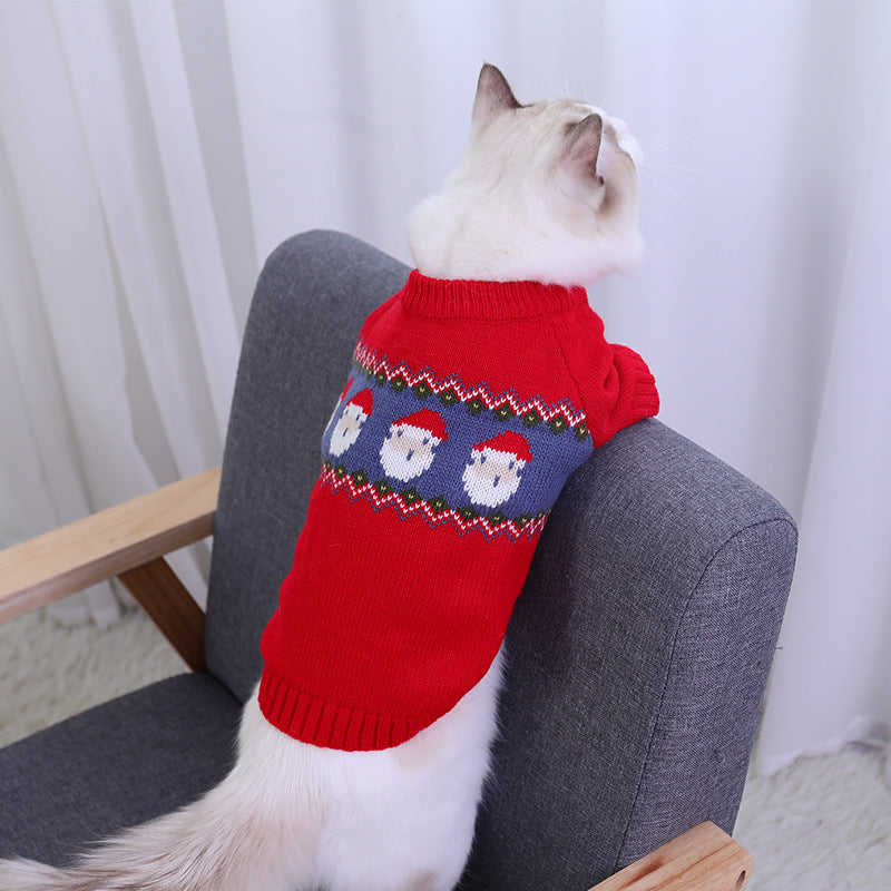 KFX-8075453 Cozy Red Jacquard Sweater for Dogs and Cats, Various Sizes Available