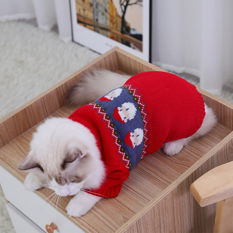 KFX-8075453 Cozy Red Jacquard Sweater for Dogs and Cats, Various Sizes Available